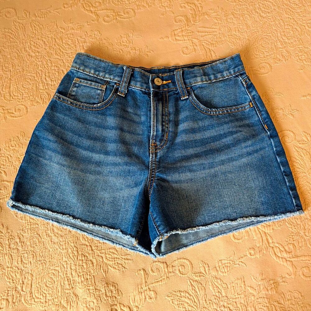 Old Navy Kids High Rise Blue Denim Cut Off Shorts 14 3in Inseam Pockets